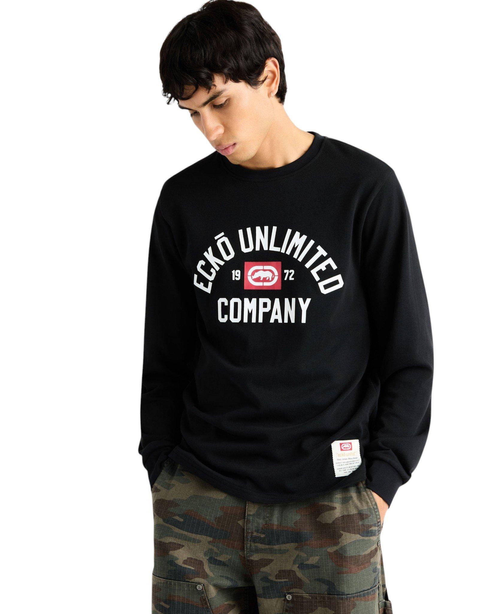 ecko unltd. Men's Classic Arch Long Sleeve Tee - Black - BLACK